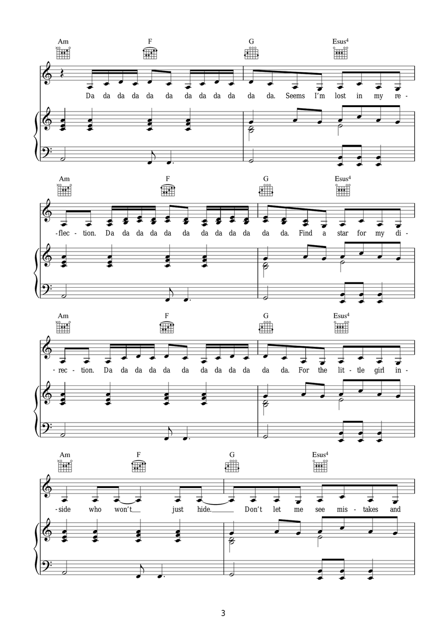 Innocent Eyes Innocent Eyes Piano, Vocal, Guitar scores gallery preview page 3
