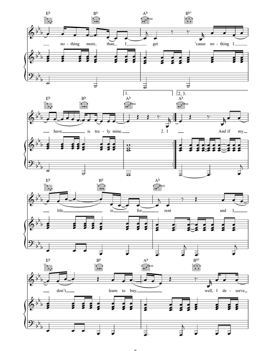 Life For Rent Life For Rent Piano, Vocal, Guitar scores gallery preview page 3