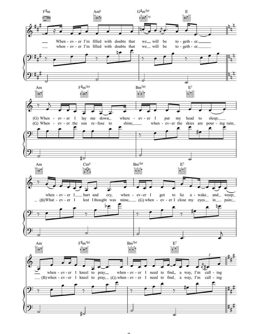 Whenever I Say Your Name Piano, Vocal, Guitar scores gallery preview page 2