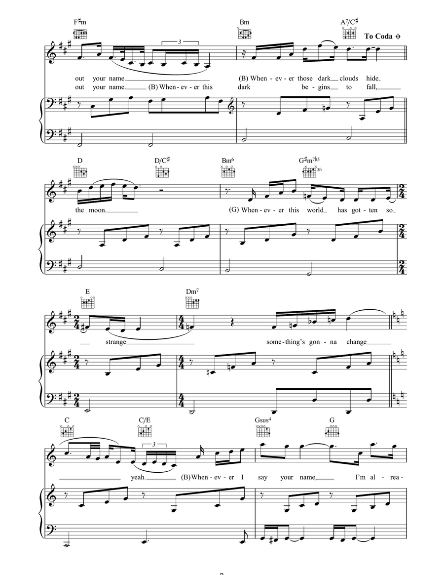 Whenever I Say Your Name Piano, Vocal, Guitar scores gallery preview page 3