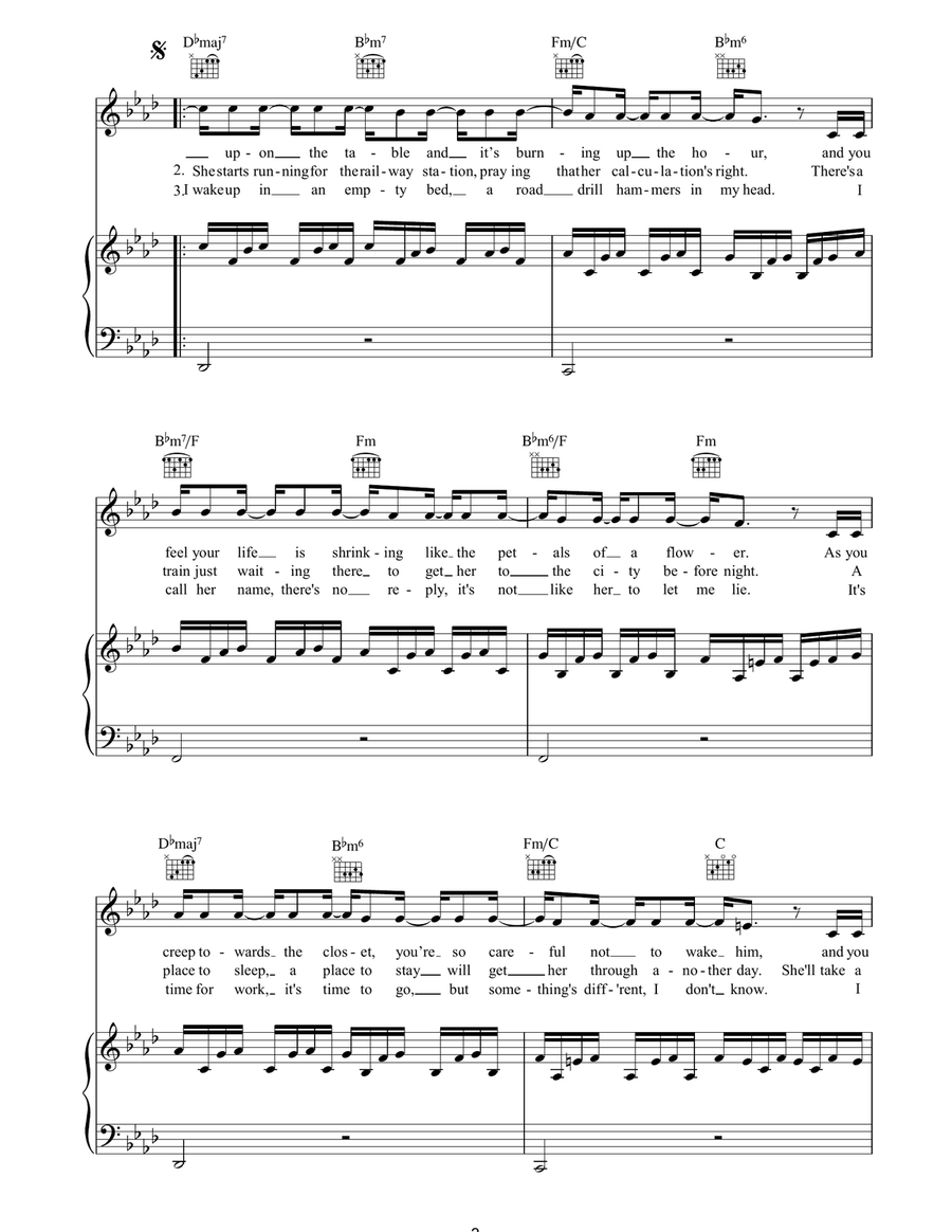 Never Coming Home by Sting Piano, Vocal, Guitar - Digital Sheet Music page 3