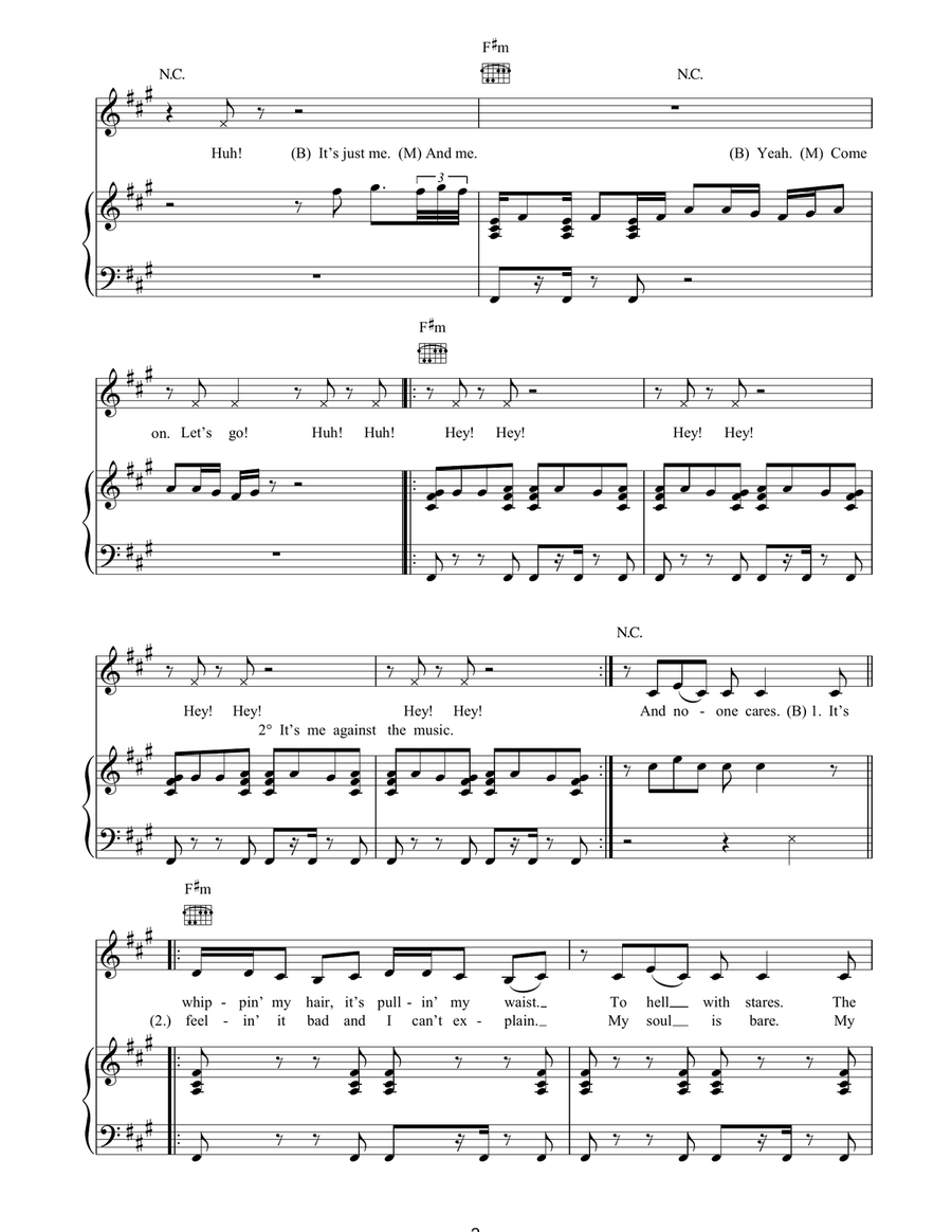 Me Against The Music (remix) Piano, Vocal, Guitar scores gallery preview page 2