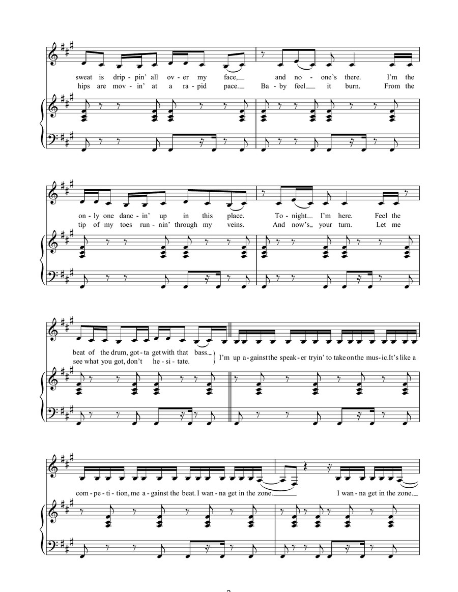 Me Against The Music (remix) Piano, Vocal, Guitar scores gallery preview page 3