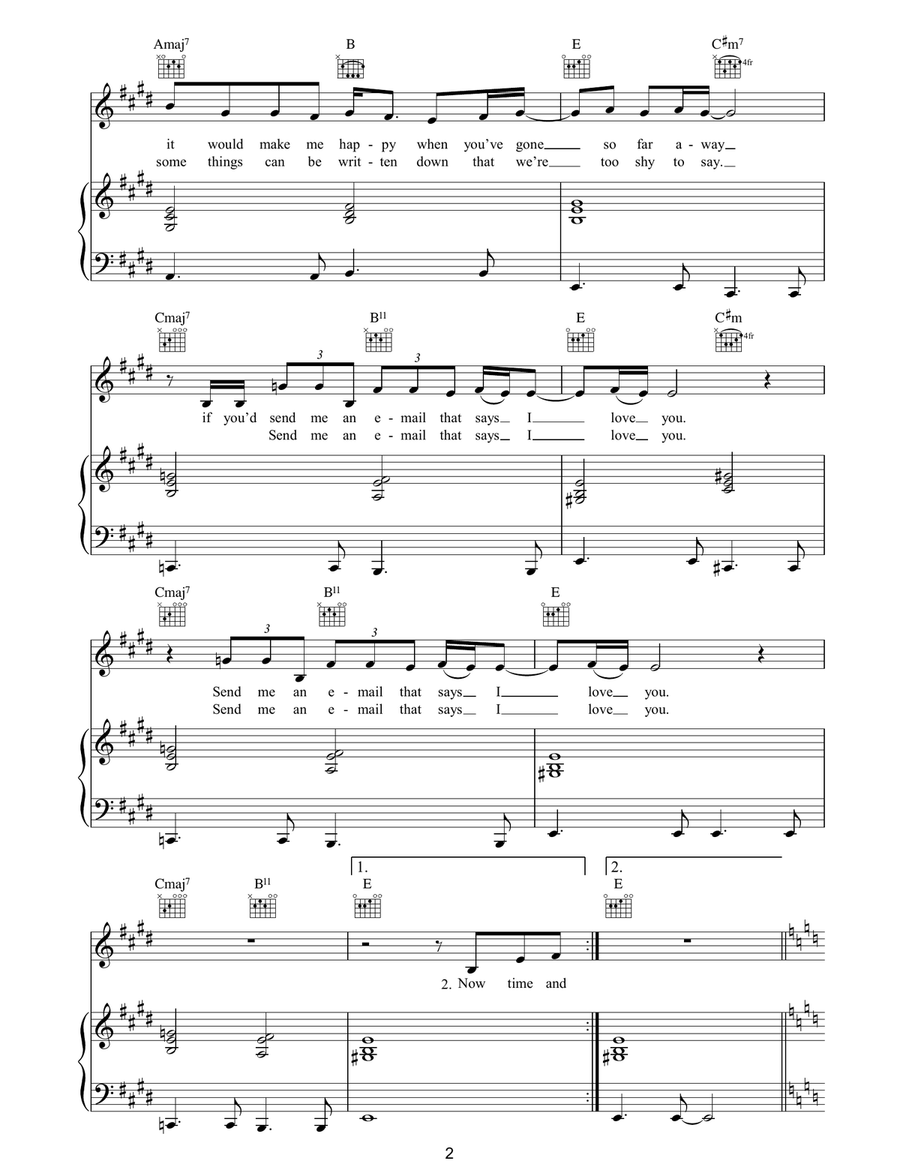 E-Mail E-Mail Piano, Vocal, Guitar scores gallery preview page 2