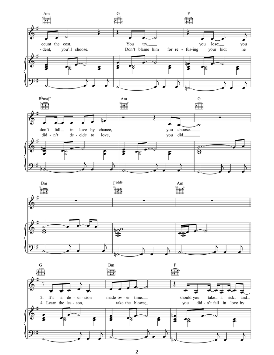 You Choose You Choose Piano, Vocal, Guitar scores gallery preview page 2