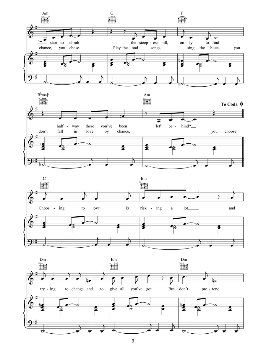 You Choose You Choose Piano, Vocal, Guitar scores gallery preview page 3