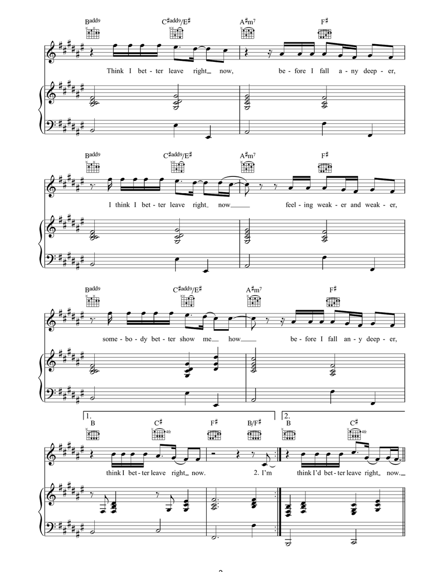 Leave Right Now Leave Right Now Piano, Vocal, Guitar scores gallery preview page 3