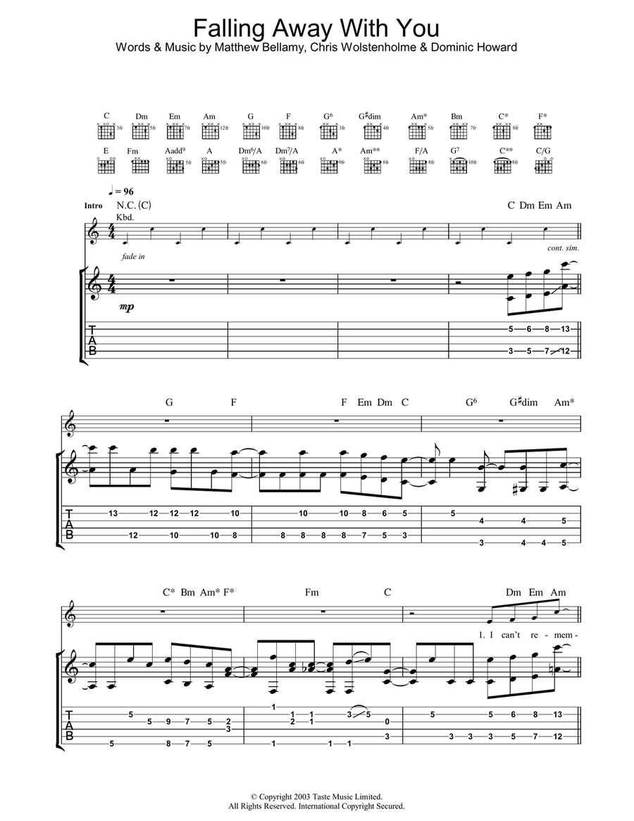 Falling Away With You Acoustic Guitar scores gallery preview page 1