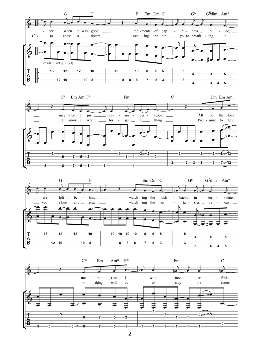 Falling Away With You Acoustic Guitar scores gallery preview page 2