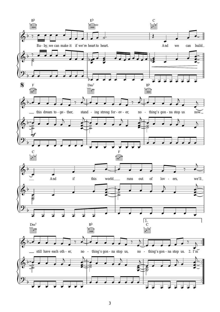 Nothing's Gonna Stop Us Now Piano, Vocal, Guitar scores gallery preview page 3