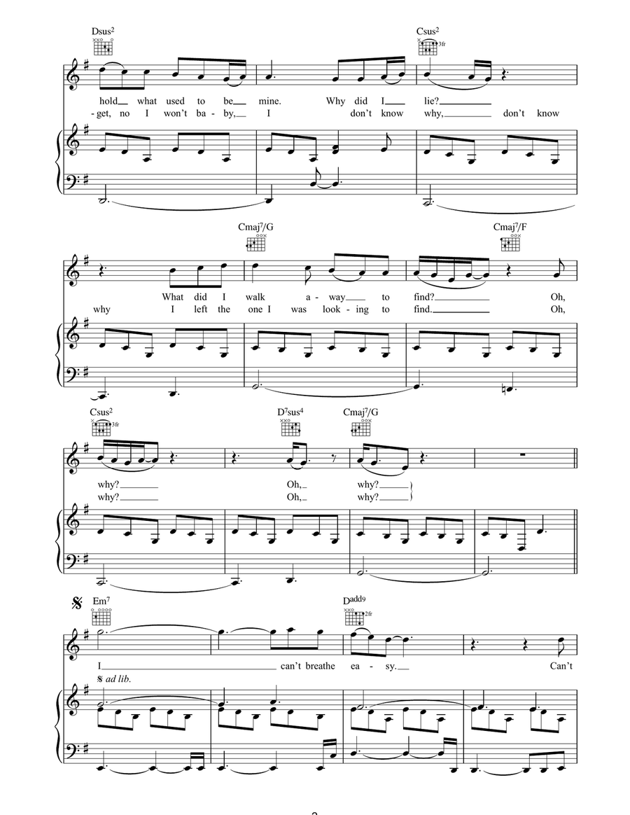 Breathe Easy Breathe Easy Piano, Vocal, Guitar scores gallery preview page 2