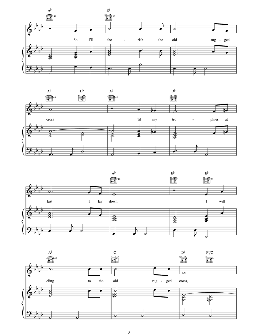 The Old Rugged Cross The Old Rugged Cross Piano, Vocal, Guitar scores gallery preview page 3