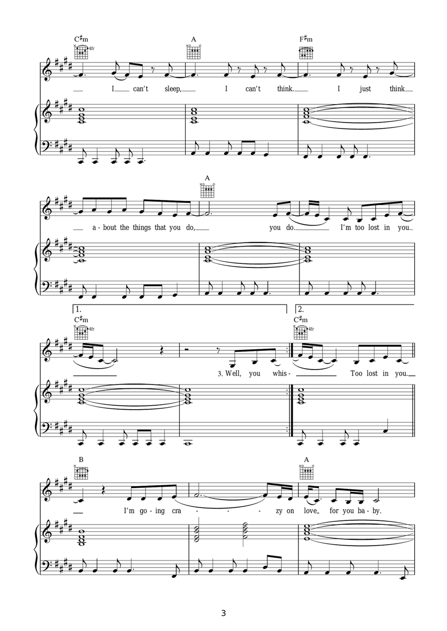 Too Lost In You Too Lost In You Piano, Vocal, Guitar scores gallery preview page 3