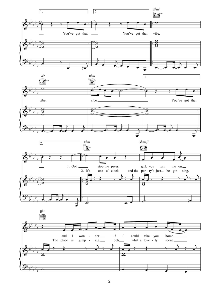 She's Got That Vibe She's Got That Vibe Piano, Vocal, Guitar scores gallery preview page 2