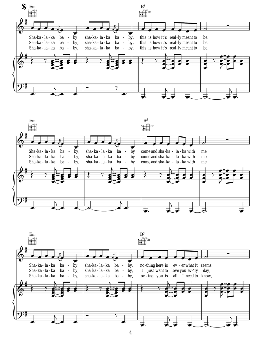 Shakalaka Baby Shakalaka Baby Piano, Vocal, Guitar scores gallery preview page 4