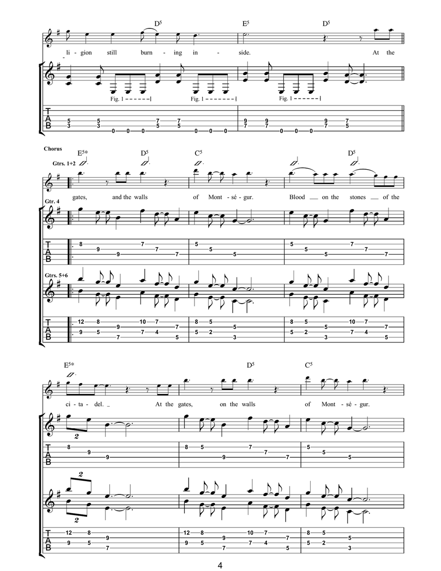 Montsegur Montsegur Guitar Tablature scores gallery preview page 4