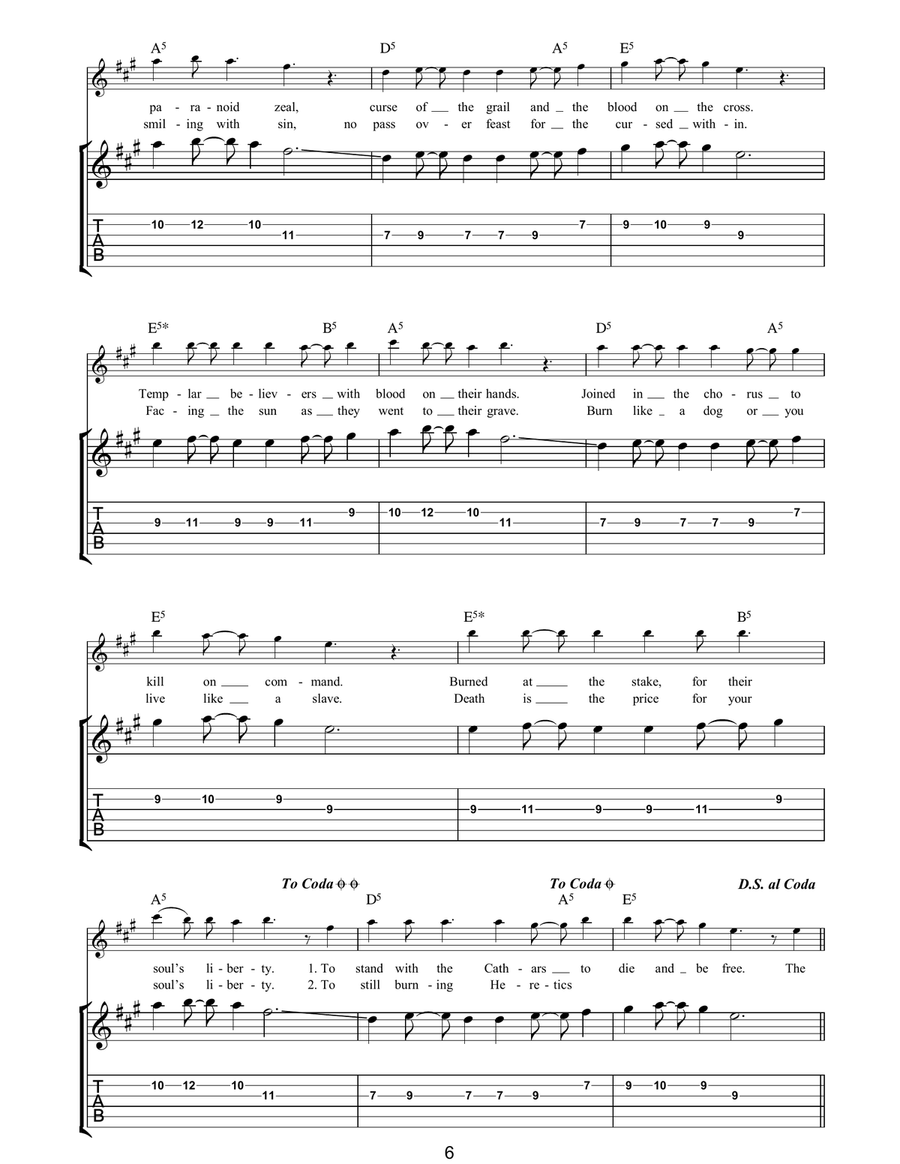 Montsegur Montsegur Guitar Tablature scores gallery preview page 6