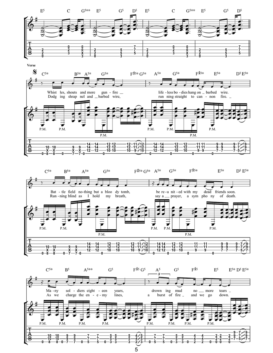 Paschendale Paschendale Guitar Tablature scores gallery preview page 5