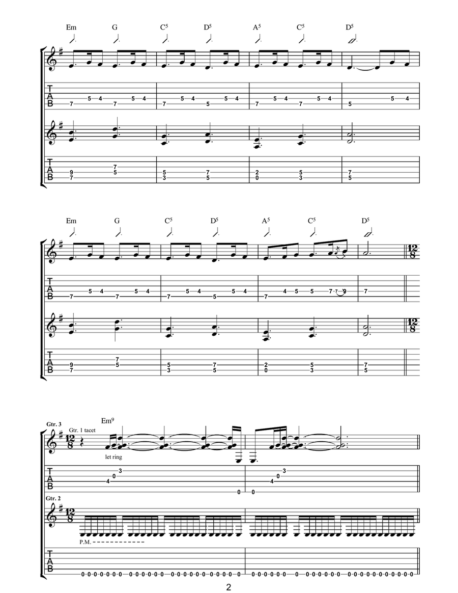 Face In The Sand Face In The Sand Guitar Tablature scores gallery preview page 2