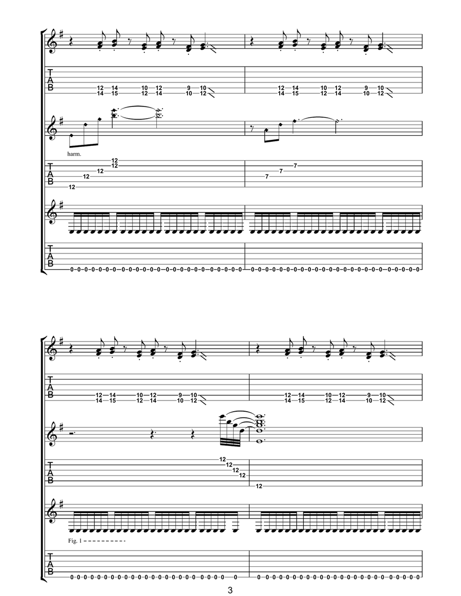 Face In The Sand Face In The Sand Guitar Tablature scores gallery preview page 3