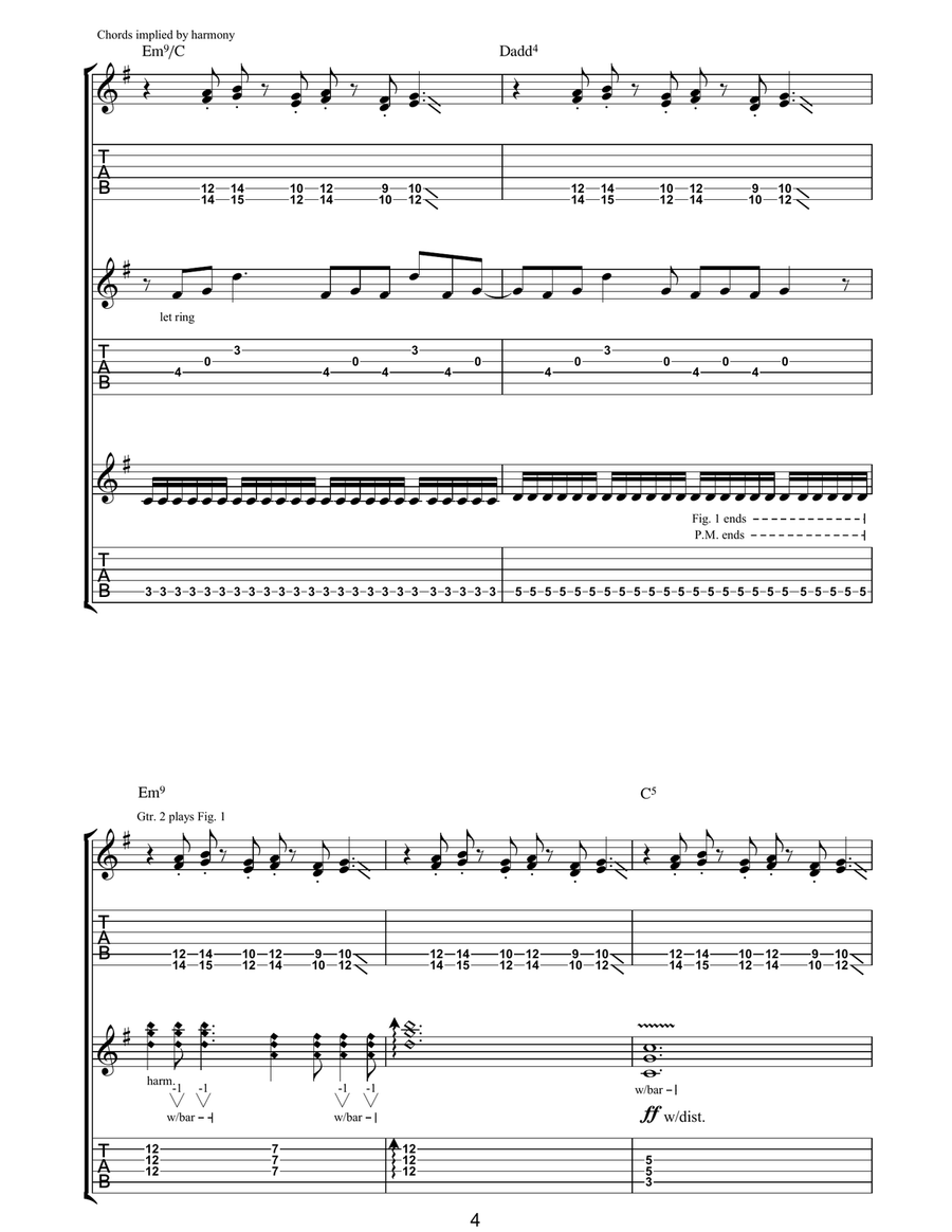 Face In The Sand Face In The Sand Guitar Tablature scores gallery preview page 4