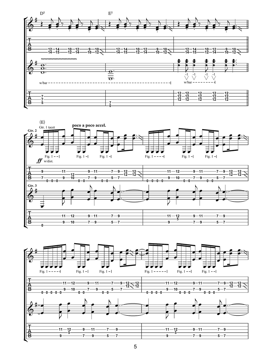 Face In The Sand Face In The Sand Guitar Tablature scores gallery preview page 5