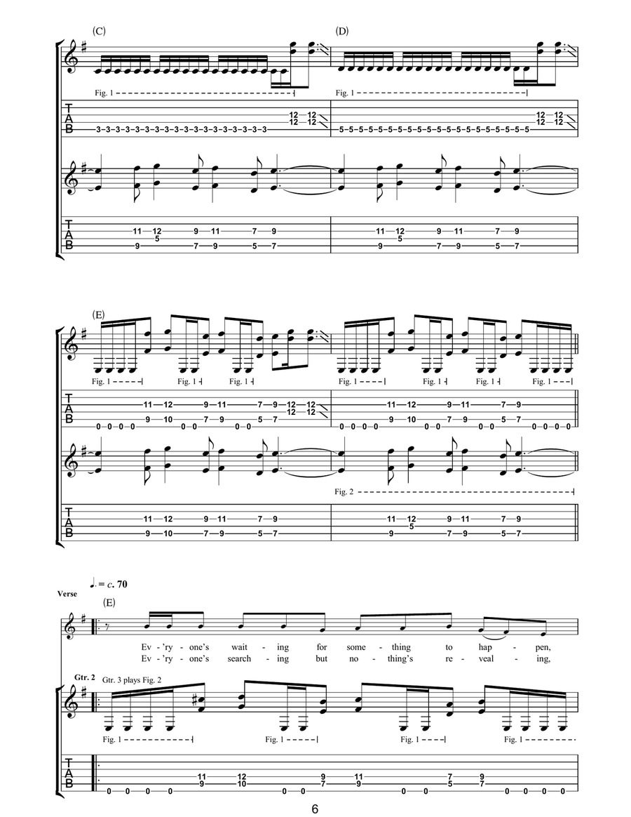 Face In The Sand Face In The Sand Guitar Tablature scores gallery preview page 6