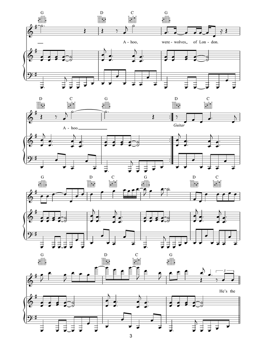 Werewolves Of London Werewolves Of London Acoustic Guitar scores gallery preview page 3