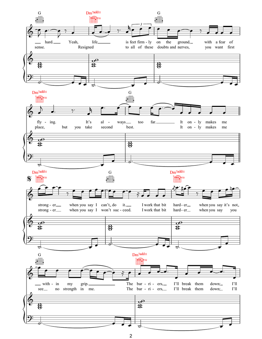 Stronger Piano, Vocal, Guitar scores gallery preview page 2