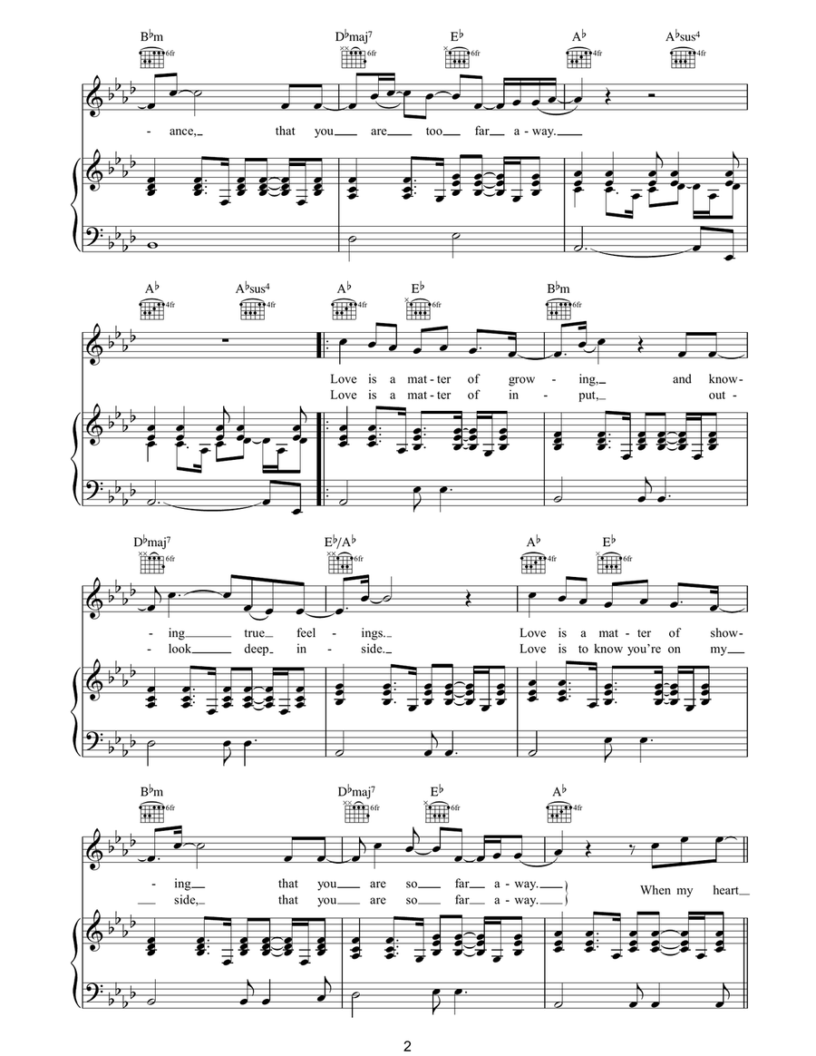 Love Is A Matter Of Distance Piano, Vocal, Guitar scores gallery preview page 2