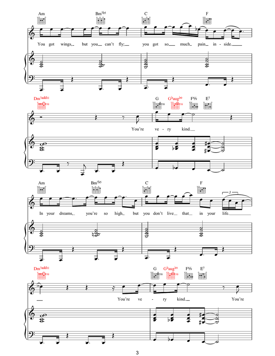 Very Kind Very Kind Piano, Vocal, Guitar scores gallery preview page 3