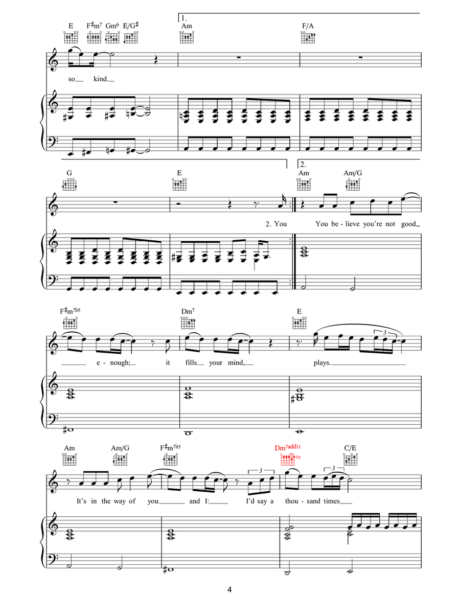 Very Kind Very Kind Piano, Vocal, Guitar scores gallery preview page 4