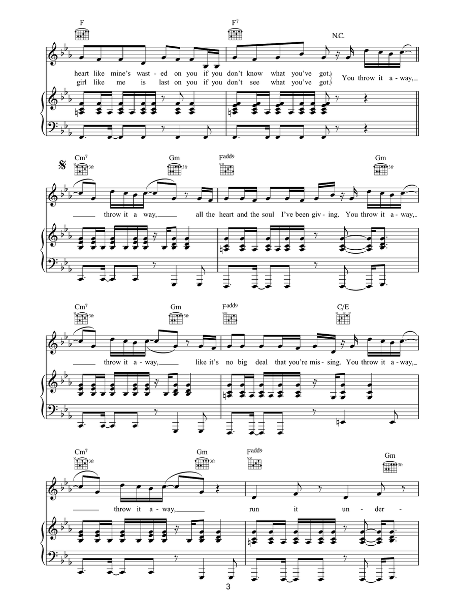 Throw It Away Throw It Away Piano, Vocal, Guitar scores gallery preview page 3