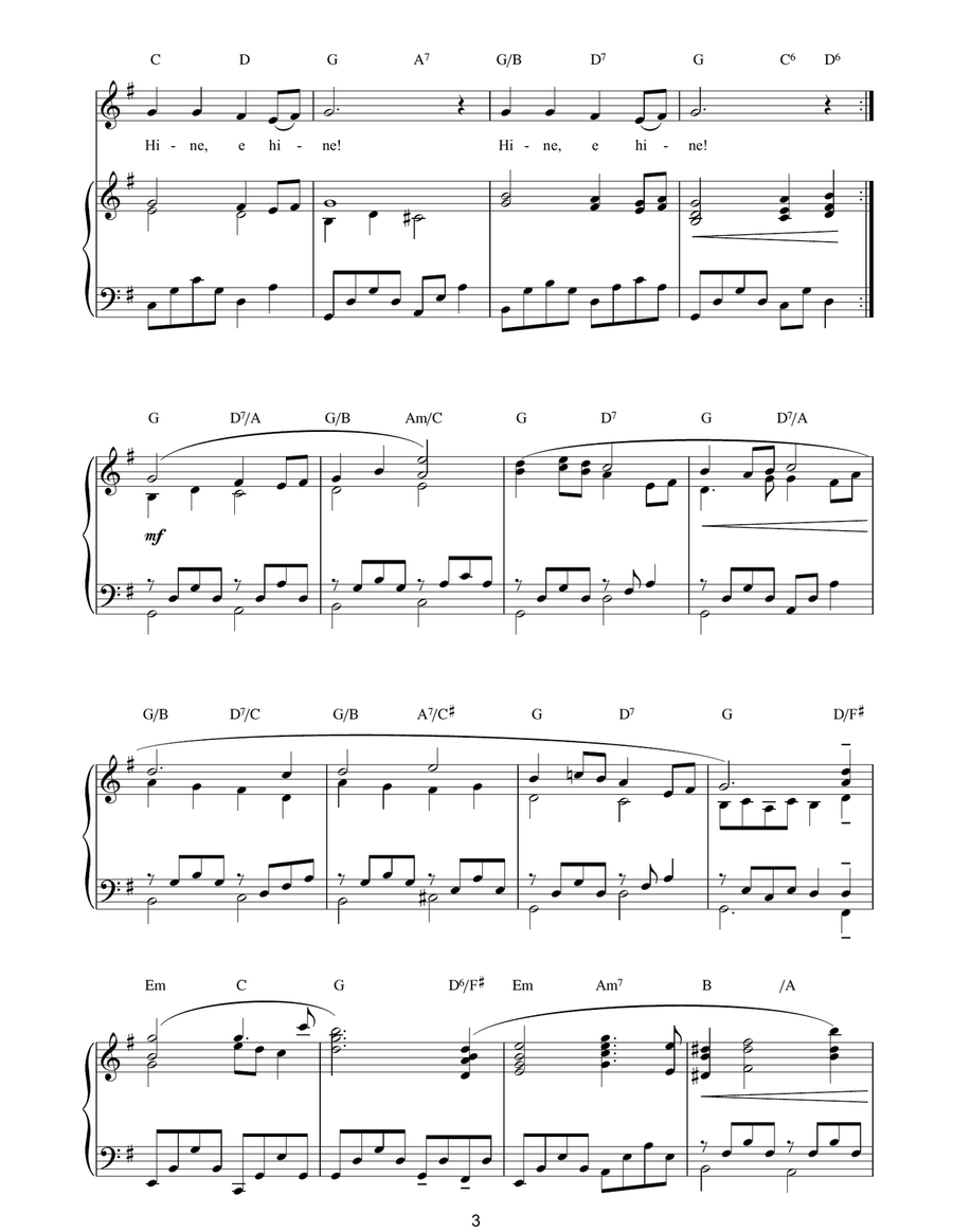 Hine, E Hine Hine, E Hine Piano, Vocal, Guitar scores gallery preview page 3