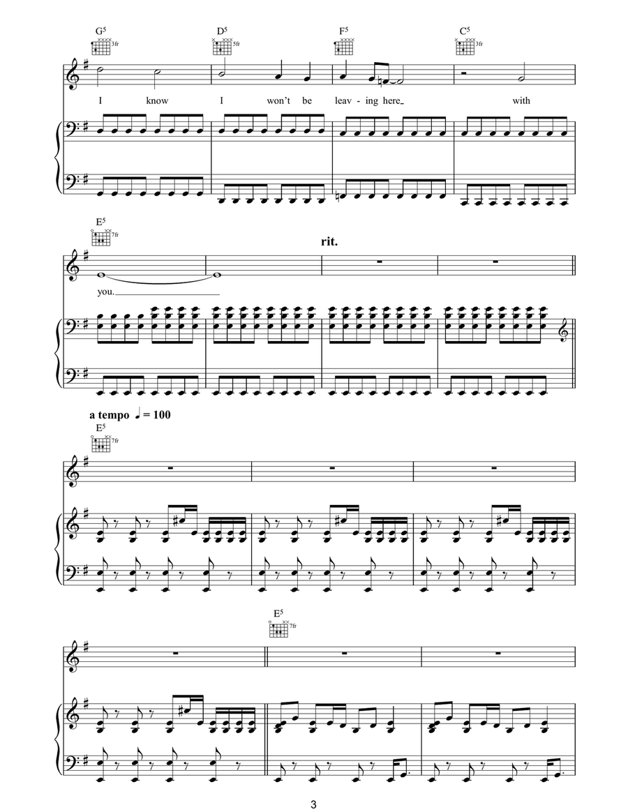 Take Me Out Take Me Out Piano, Vocal, Guitar scores gallery preview page 3