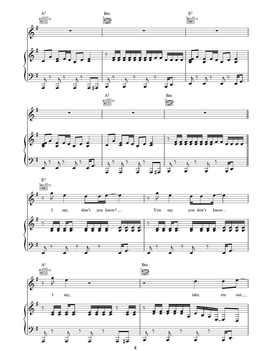 Take Me Out Take Me Out Piano, Vocal, Guitar scores gallery preview page 4