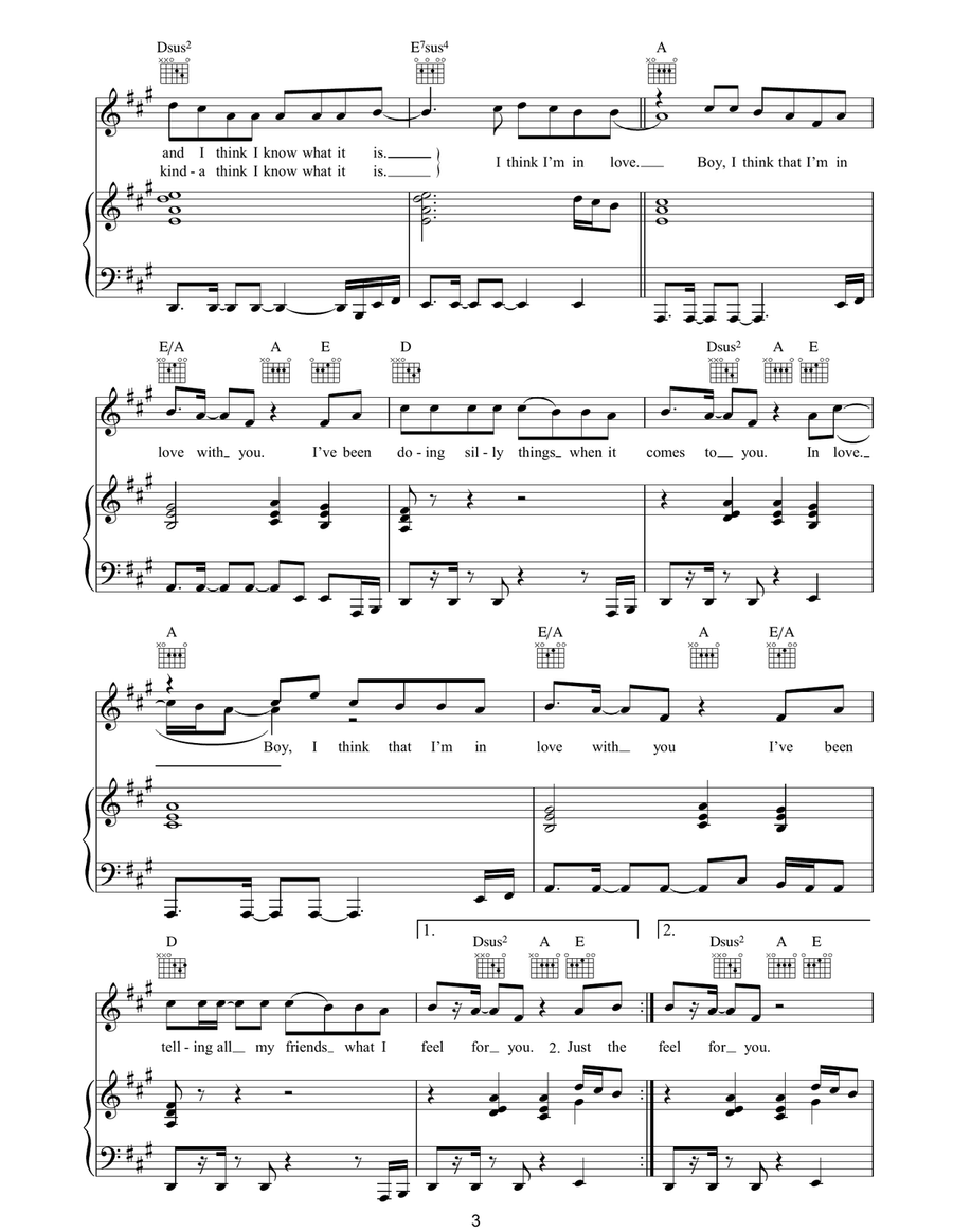 I Think I'm In Love With You Piano, Vocal, Guitar scores gallery preview page 3