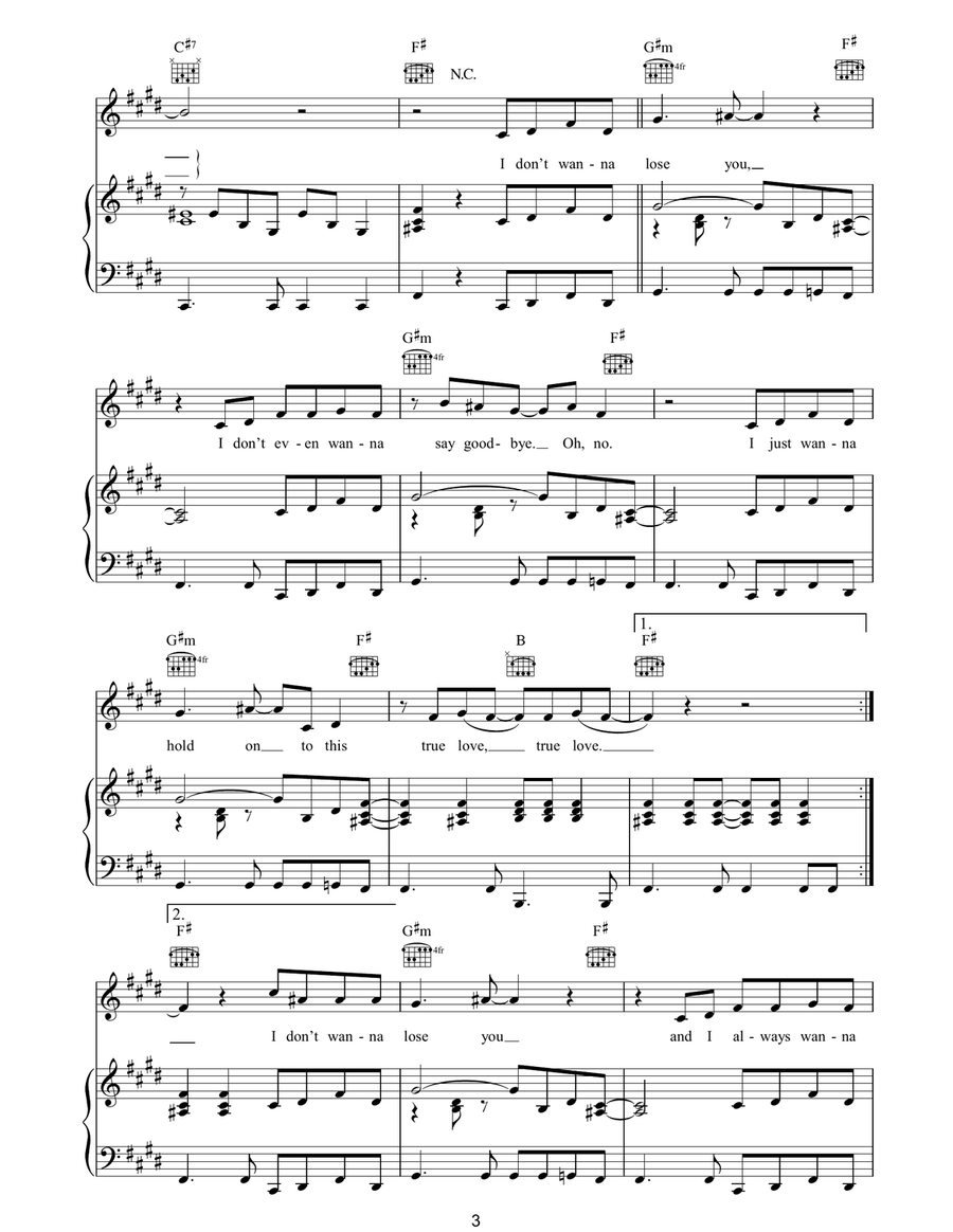 I Don't Wanna Lose You I Don't Wanna Lose You Piano, Vocal, Guitar scores gallery preview page 3