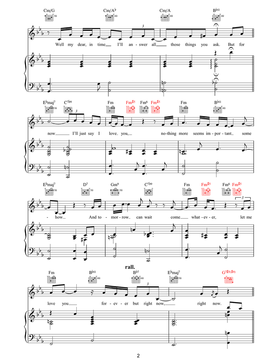But For Now But For Now Piano, Vocal, Guitar scores gallery preview page 2