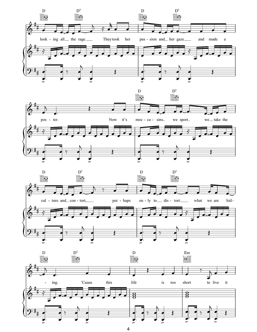 Powerless (Say What You Want) Piano, Vocal, Guitar scores gallery preview page 4
