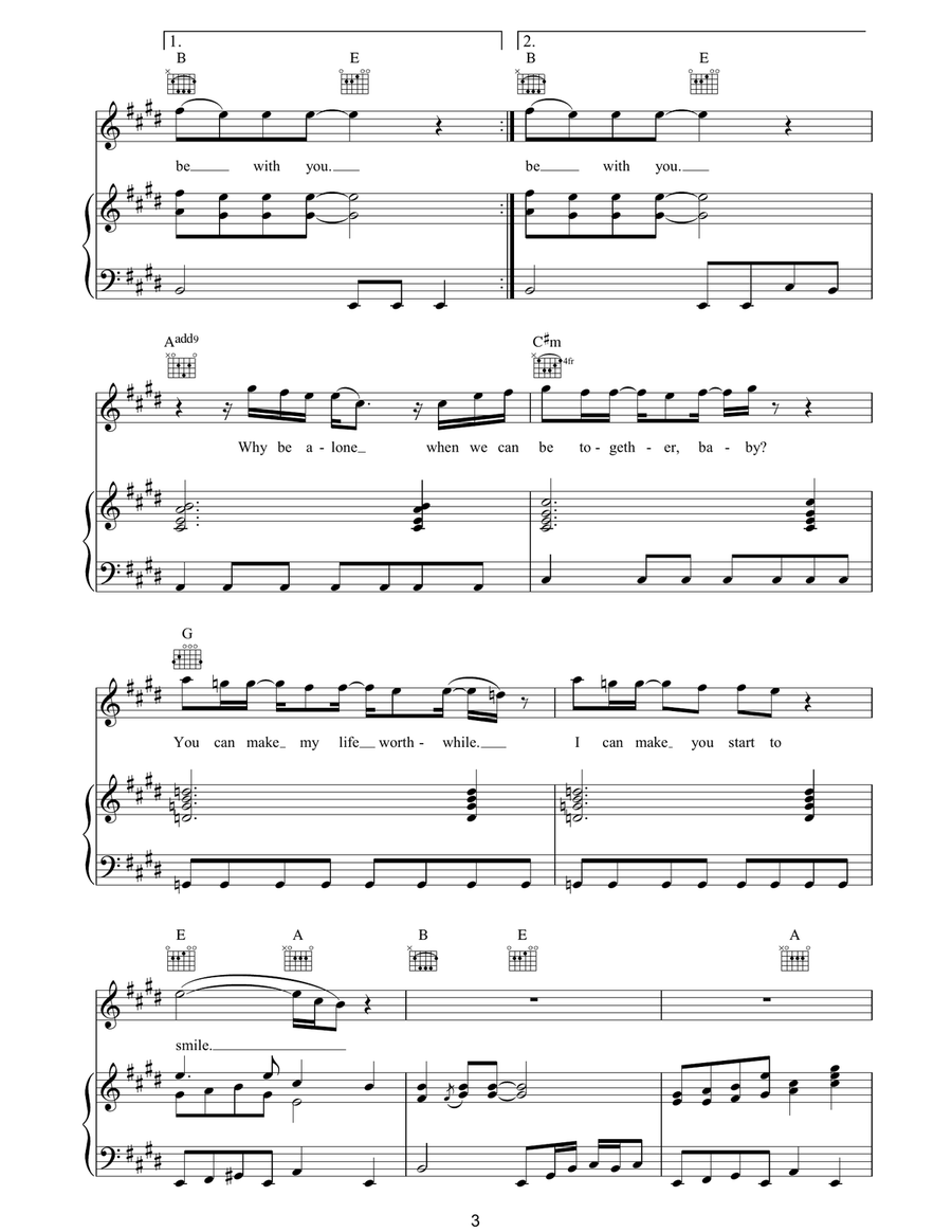 To Be With You To Be With You Piano, Vocal, Guitar scores gallery preview page 3