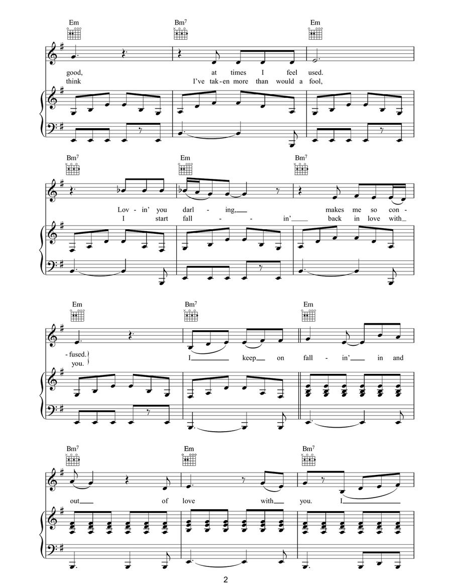 Fallin' Fallin' Piano, Vocal, Guitar scores gallery preview page 2