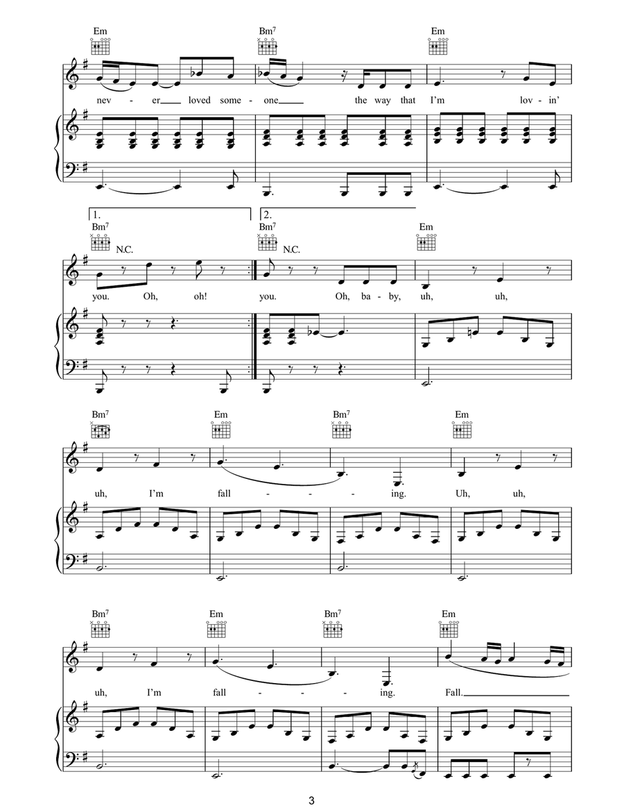 Fallin' Fallin' Piano, Vocal, Guitar scores gallery preview page 3