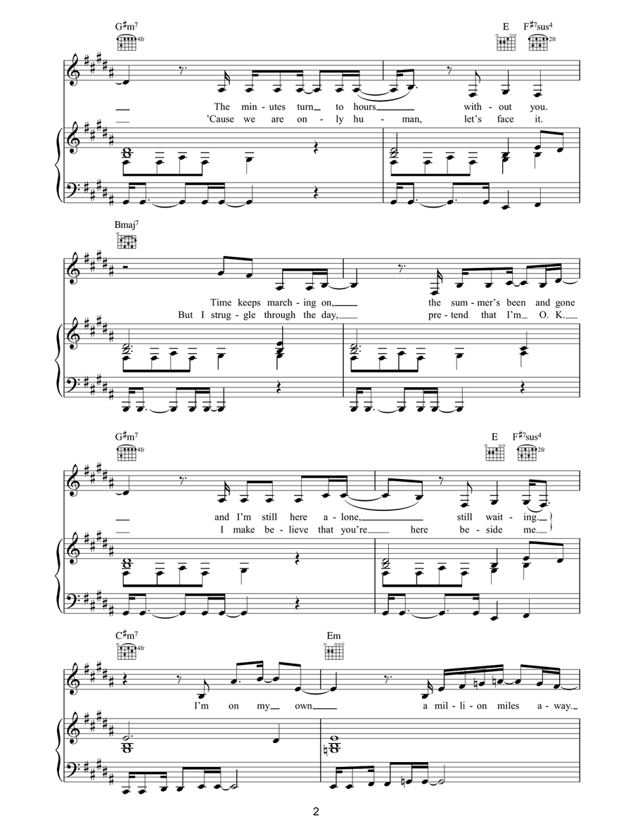 Holding On For You Holding On For You Piano, Vocal, Guitar scores gallery preview page 2