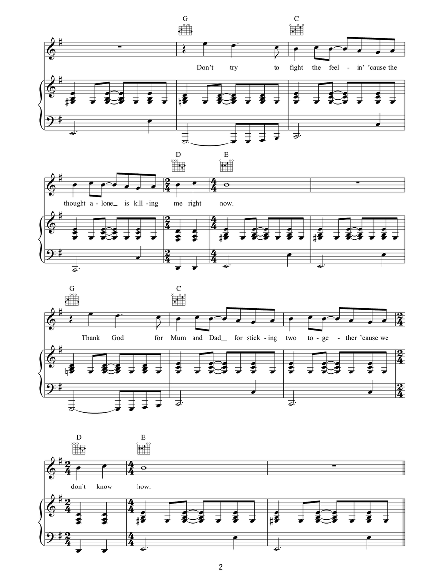 Hey Ya! Hey Ya! Piano, Vocal, Guitar scores gallery preview page 2