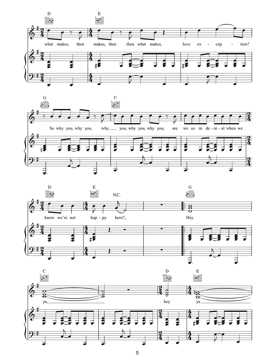 Hey Ya! Hey Ya! Piano, Vocal, Guitar scores gallery preview page 5