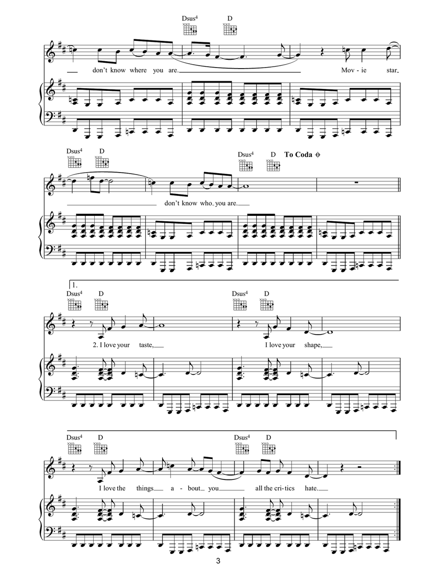 Moviestar by Stereophonics Piano, Vocal, Guitar - Digital Sheet Music page 3