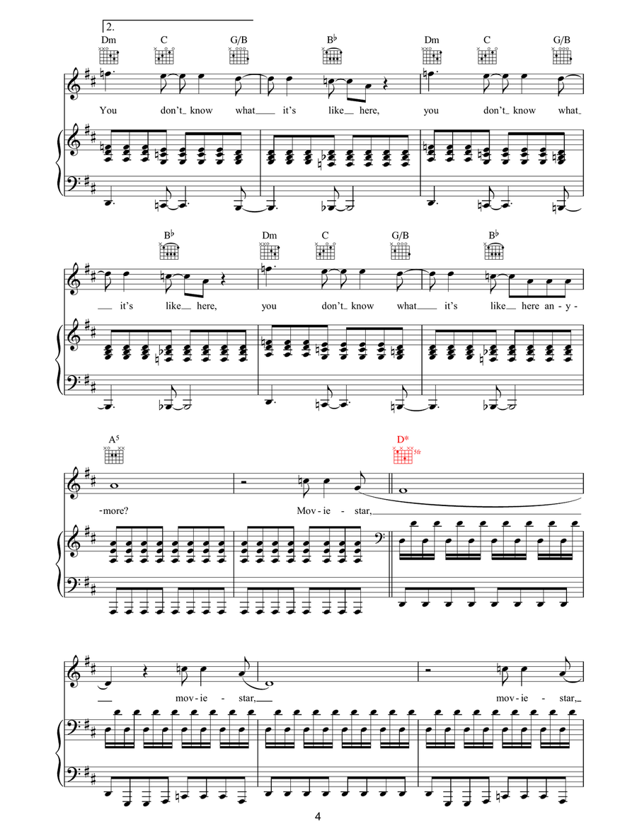 Moviestar by Stereophonics Piano, Vocal, Guitar - Digital Sheet Music page 4