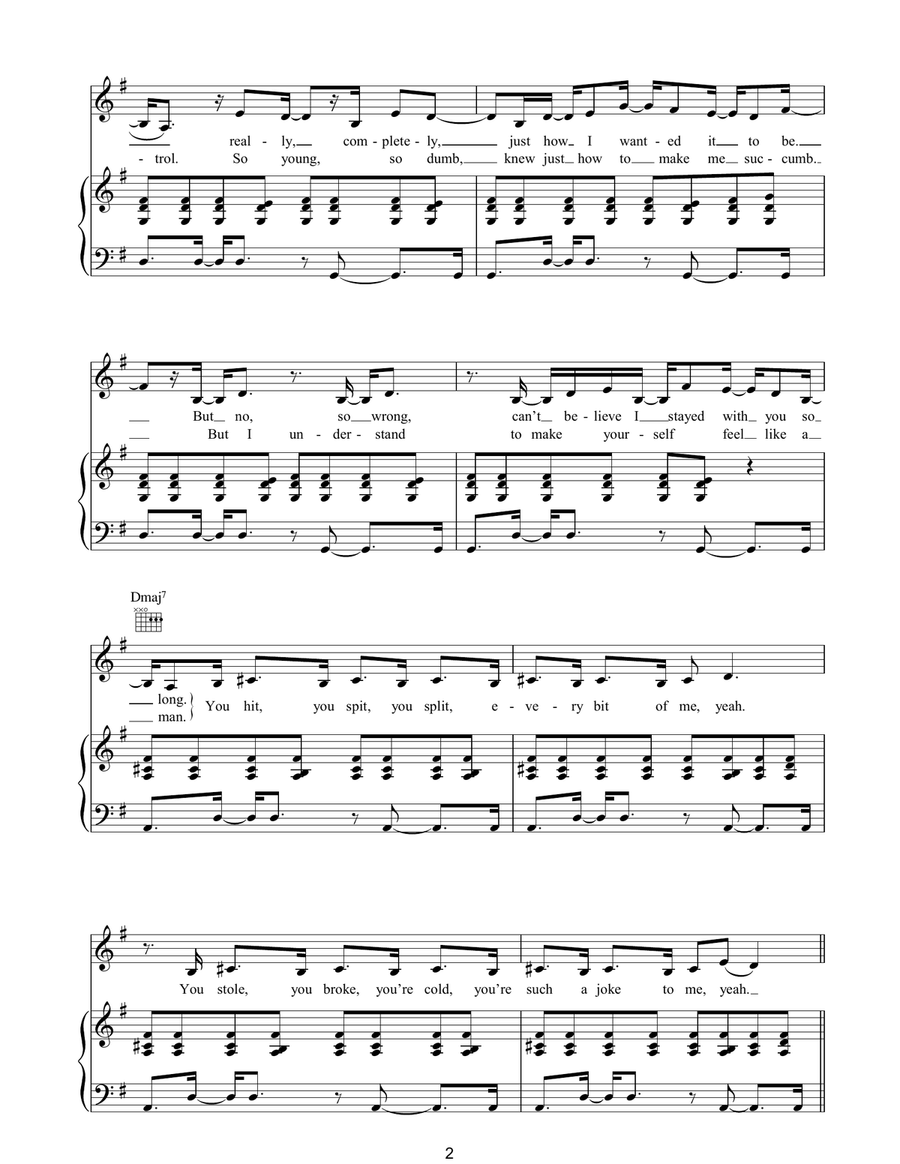Thank You Thank You Piano, Vocal, Guitar scores gallery preview page 2