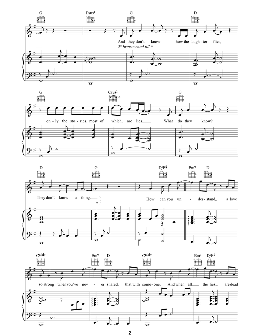 What Do They Know Piano, Vocal, Guitar scores gallery preview page 2